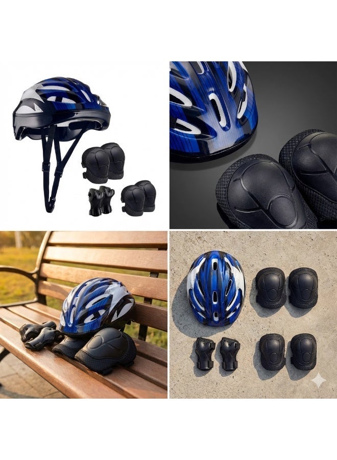 طقم حماية للأطفال 7 في 1 لركوب الدراجات والسكوتر والتزلج - يتضمن خوذة قابلة للتعديل وواقيات للركبة والكوع والمعصم - متعدد الألوان - Image 5